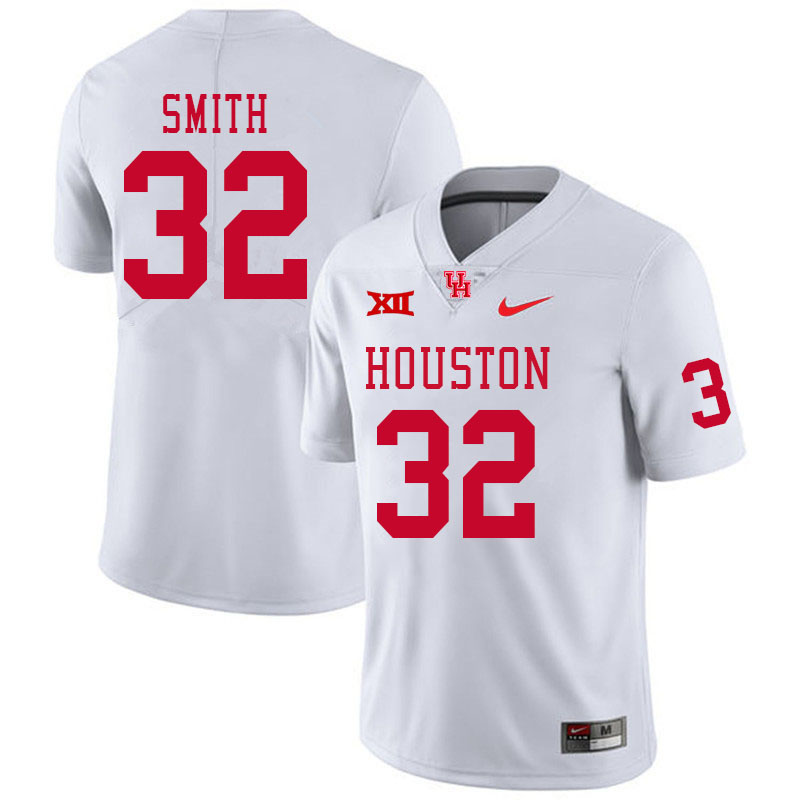 Men #32 Aubrey Smith Houston Cougars Big 12 XII College Football Jerseys Stitched-White - Click Image to Close